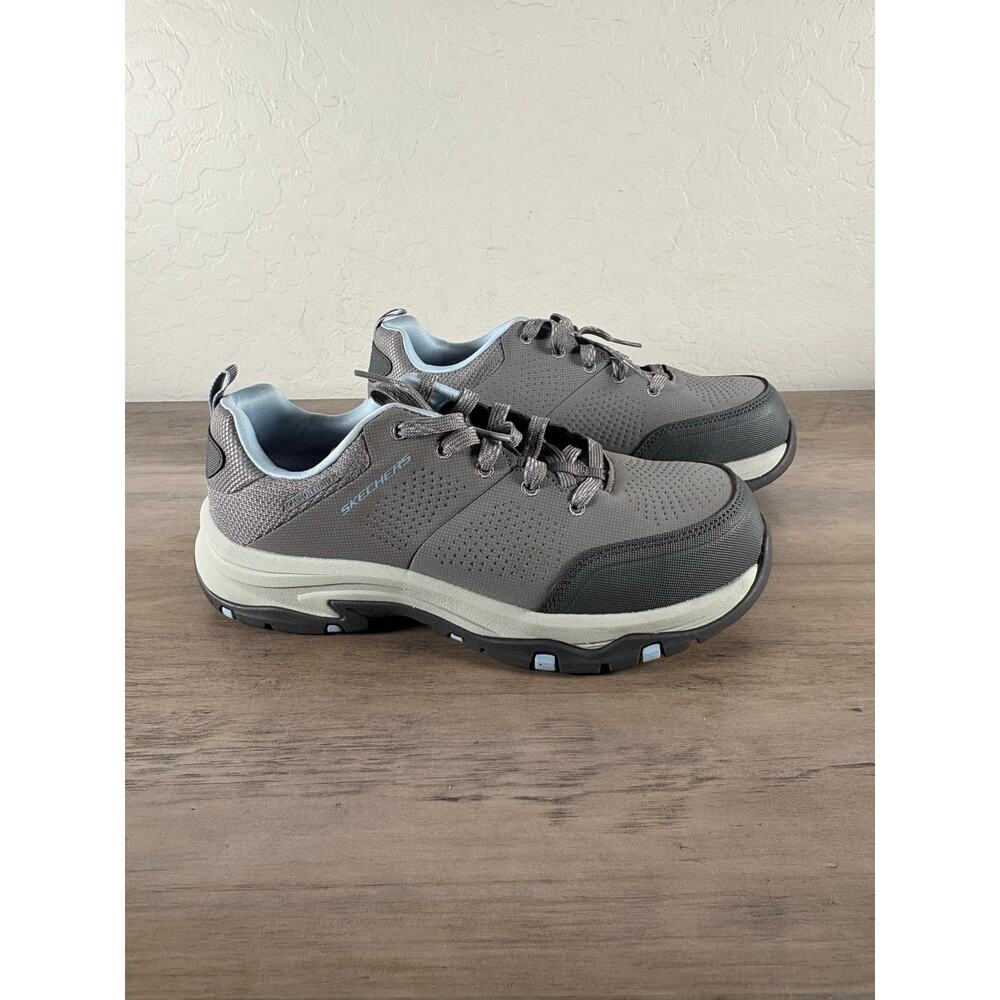 Skechers Trego Gray Blue Comp Toe Safety Shoes Women's Size 7.5 EU 37.5 NWOB‎